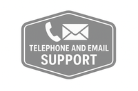 Grey Telephone and Email Support badge